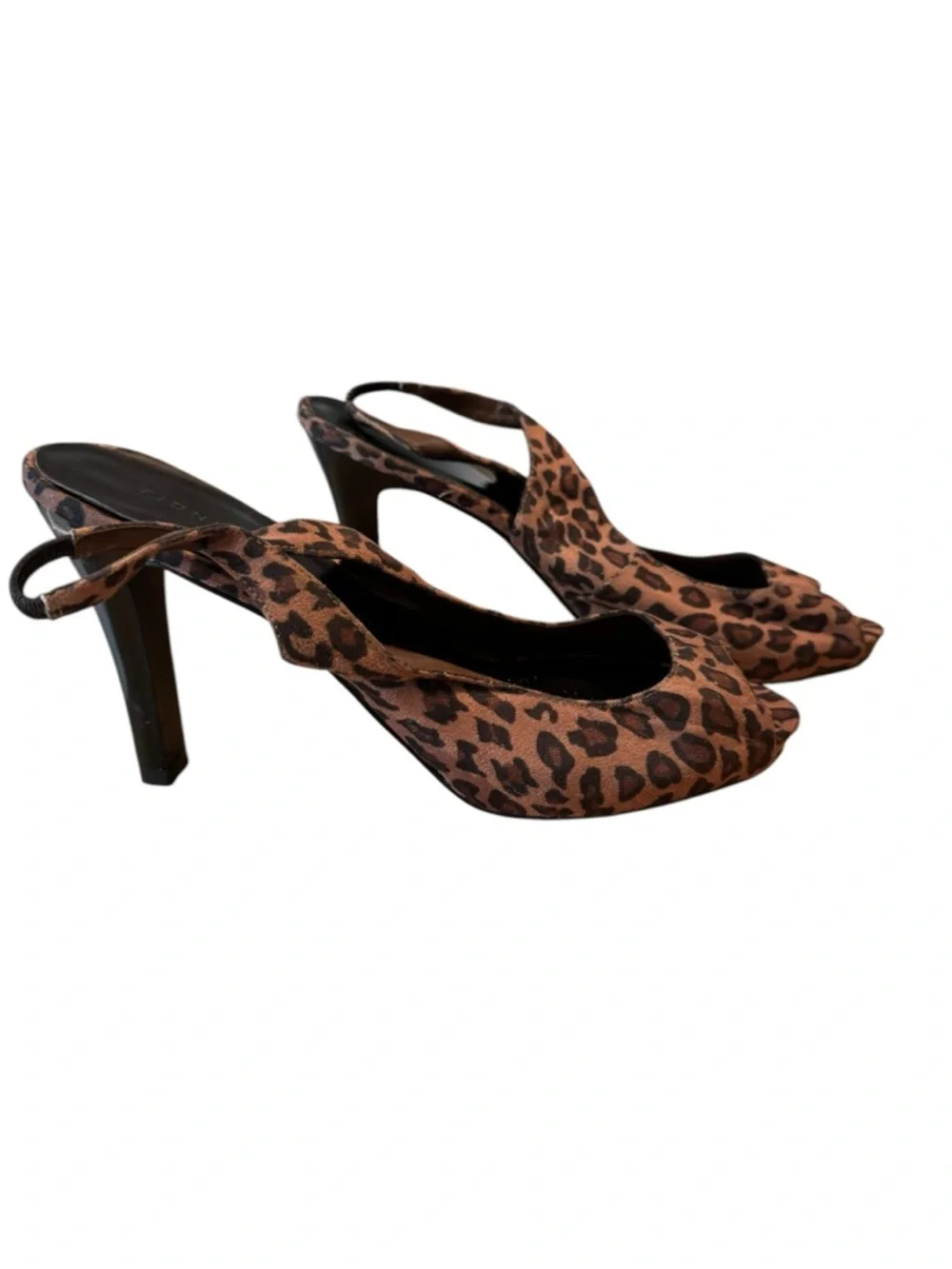 Fioni Leopard Print Peep-Toe Slingback Heels - Brown‎